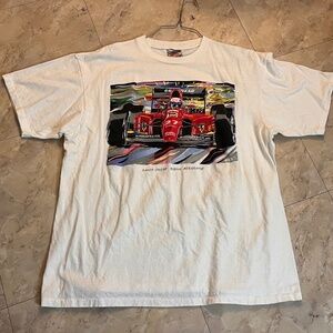 Vintage 90’s Randy Owens F1 Racing Tshirt XL Oneita Art Work White Mens